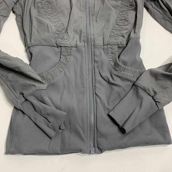 Lululemon Reversible Dance Studio Jacket Blurred Grey Zip Up Hooded Thumbholes 4 - Picture 6 of 16